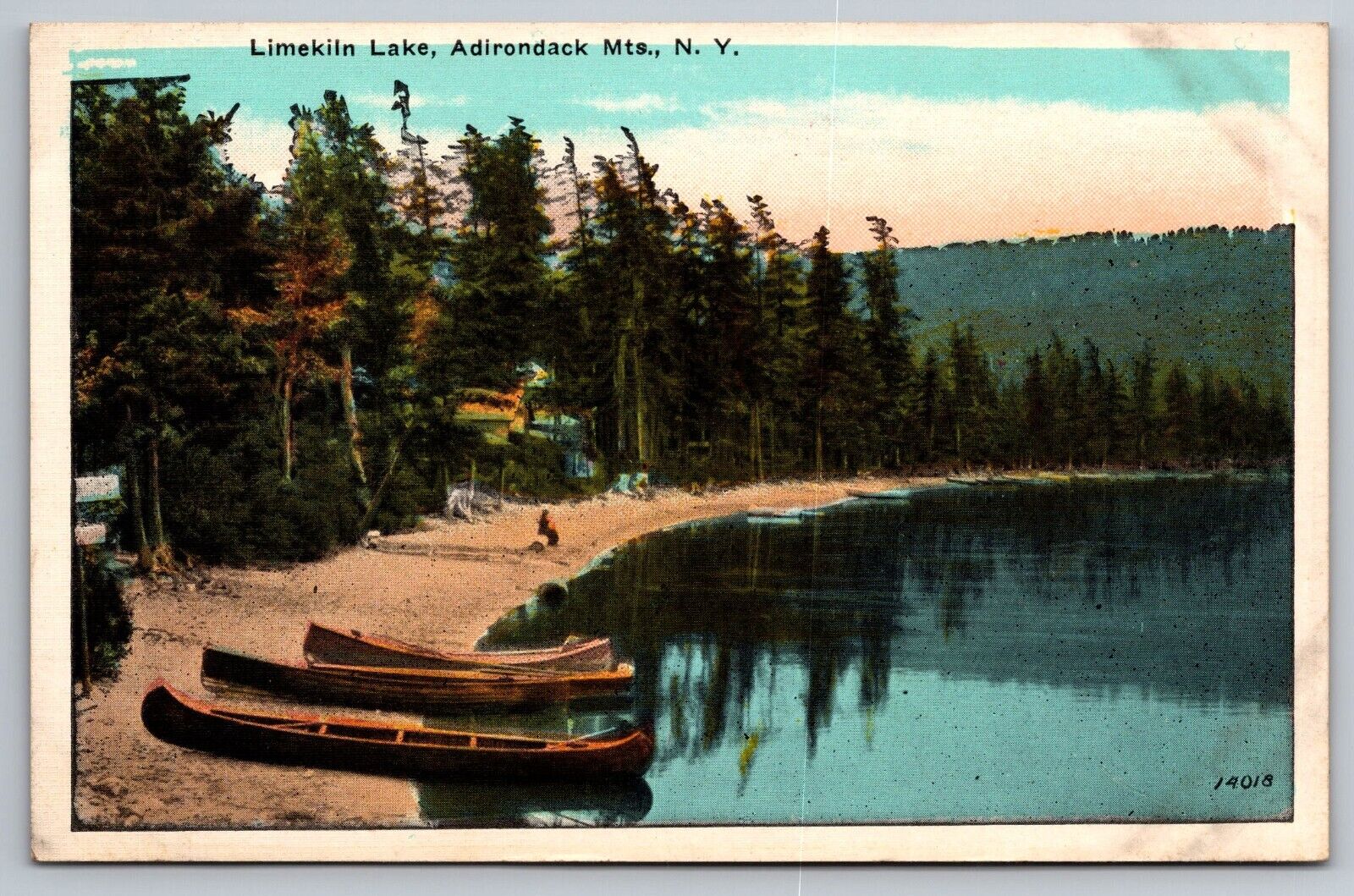 Limekiln Lake Adirondack Mountains. NY Vintage Postcard
