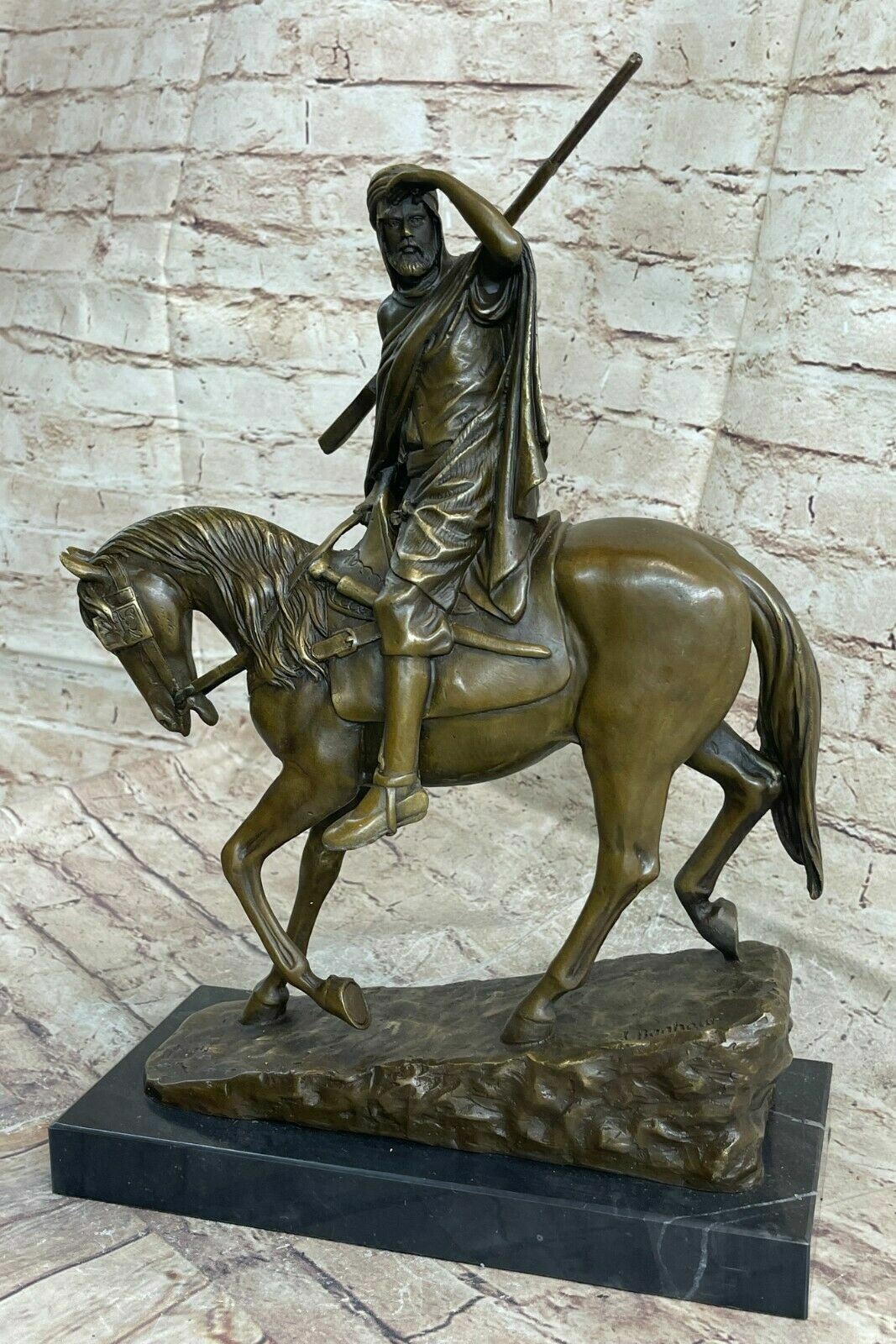 Hot Painted Bronze of a Young Arab on a Horse by I. Bonheur Sculpture Artwork NR
