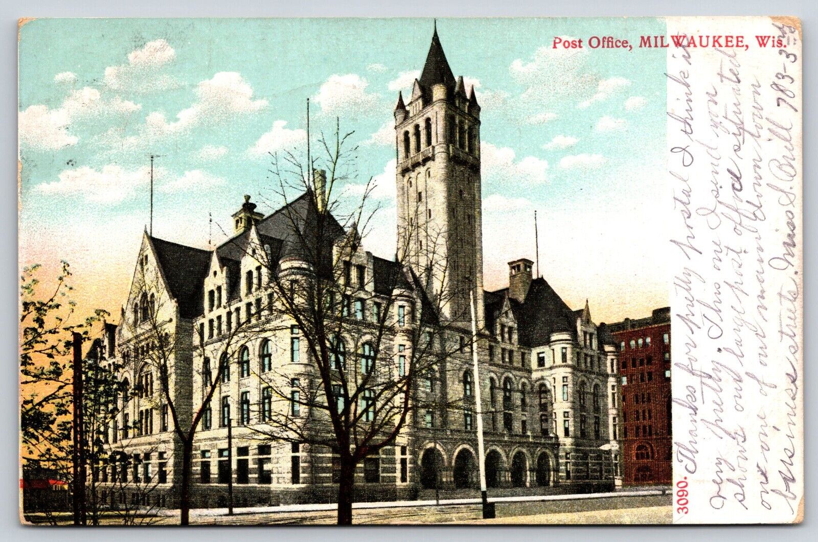 Milwaukee, WI-Wisconsin, Post Office Building, Antique, Vintage 1907 Post Card