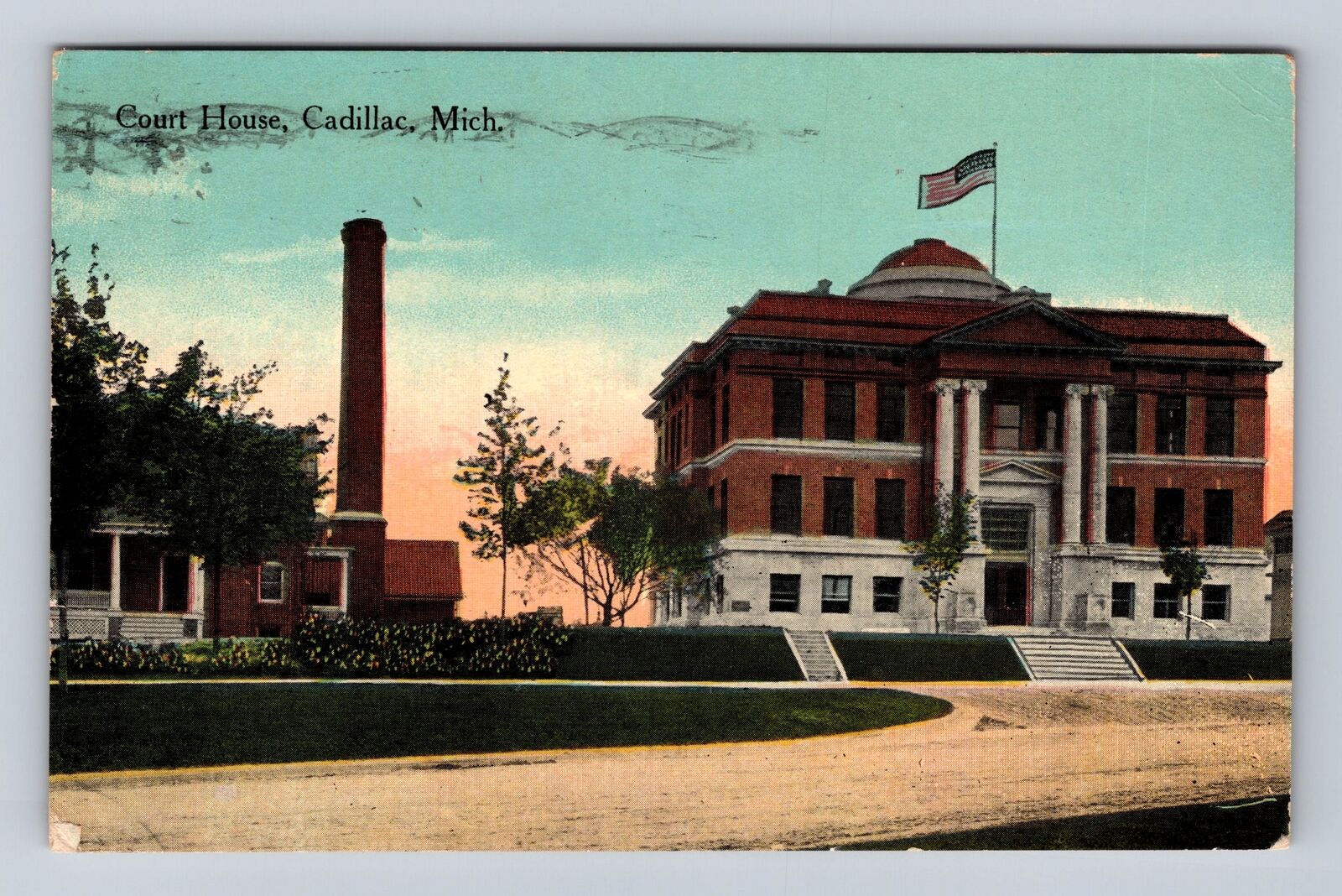 Cadillac MI-Michigan, Court House, Antique, Vintage Souvenir Postcard