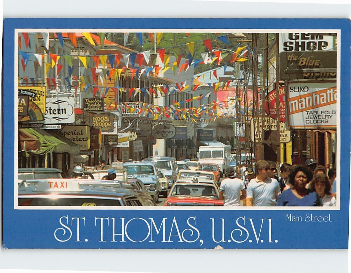 Postcard Main Street, St. Thomas, United States Virgin Islands