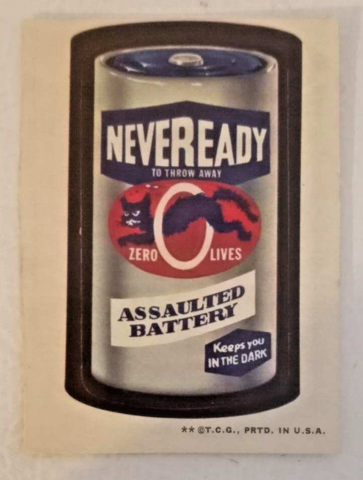 1973 Topps Wacky Packages 3rd  Series 3 Eveready Neveready Batteries - Mint Cond