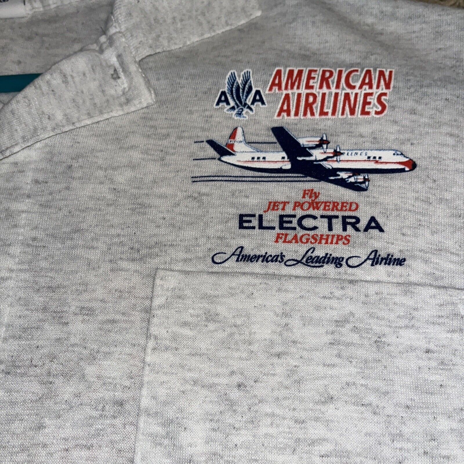 Vintage American Airlines Fly Jet Powered ELECTRA Flagships Polo