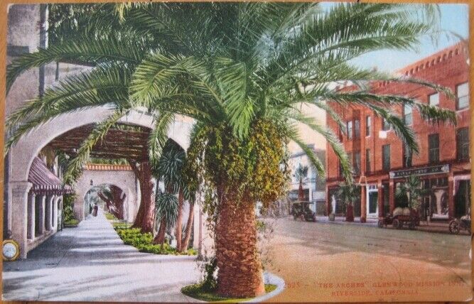 Riverside, CA 1910 Postcard: Glenwood Mission Inn Arches - California Cal