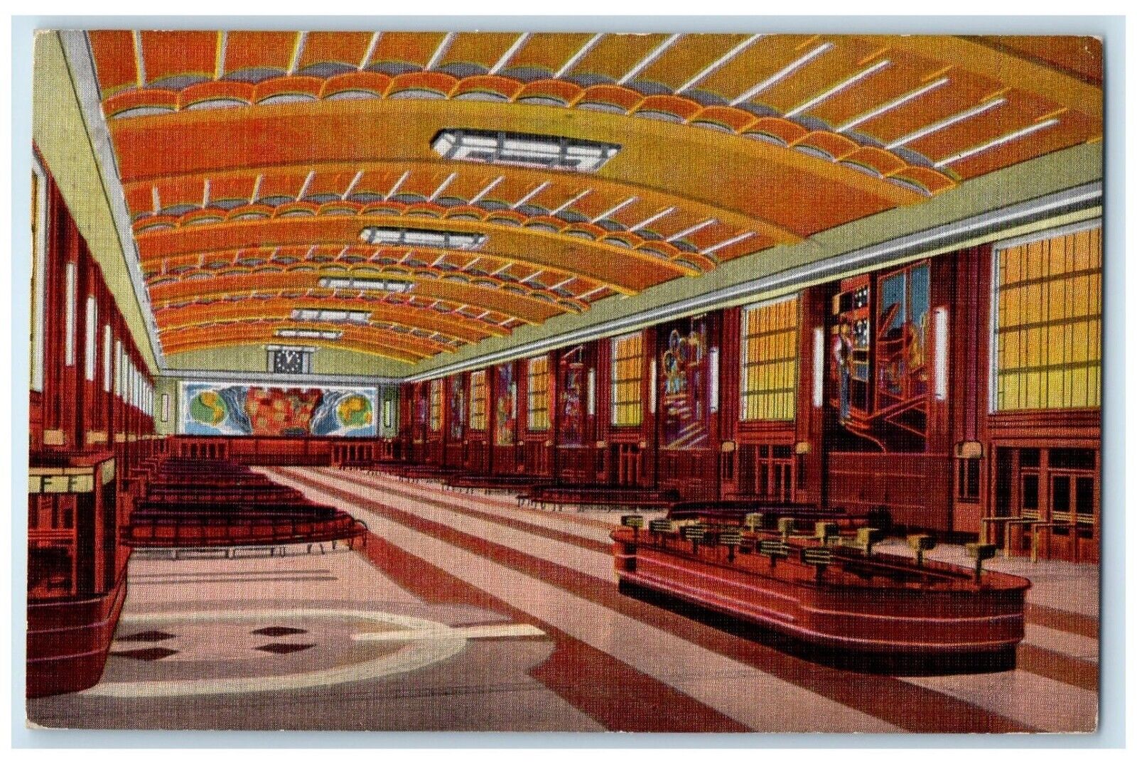 1939 Main Concourse Union Terminal Interior Cincinnati Ohio OH Vintage Postcard