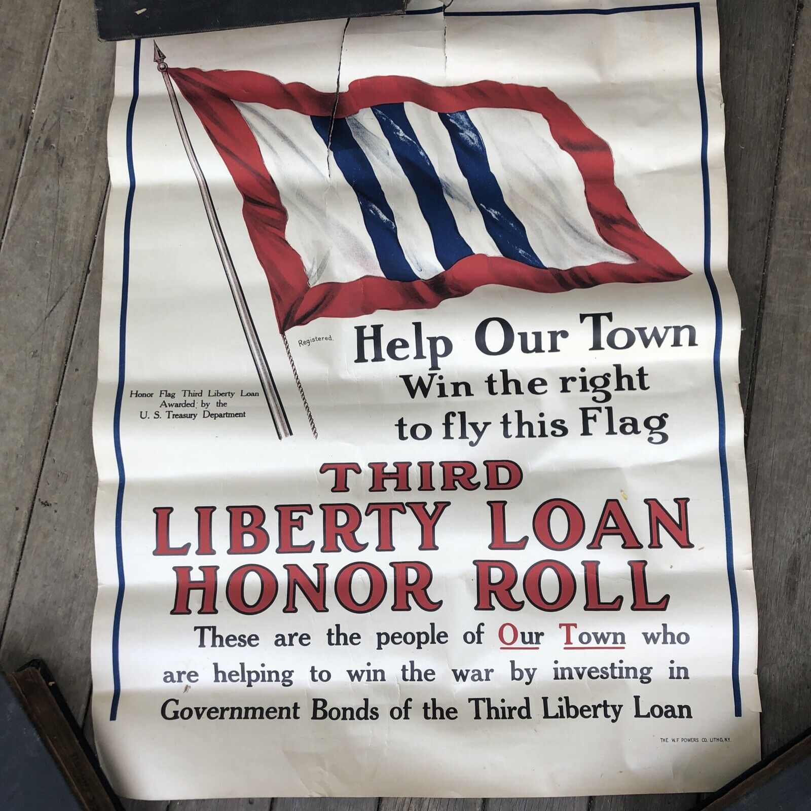 Original Vintage 1917 Help Our Town Liberty Loan Poster WF Powers 21x27.5