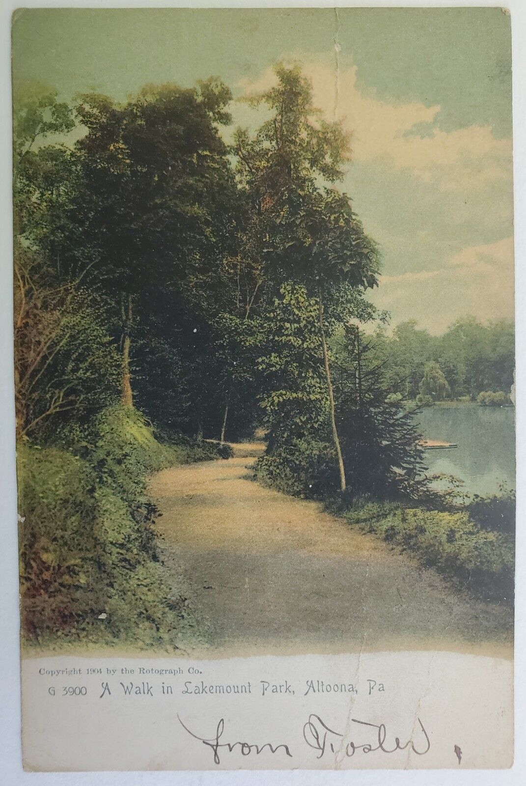 Altoona, PA Pennsylvania A Walk in Lakemont Park Road by Lake 1908 Postcard b69
