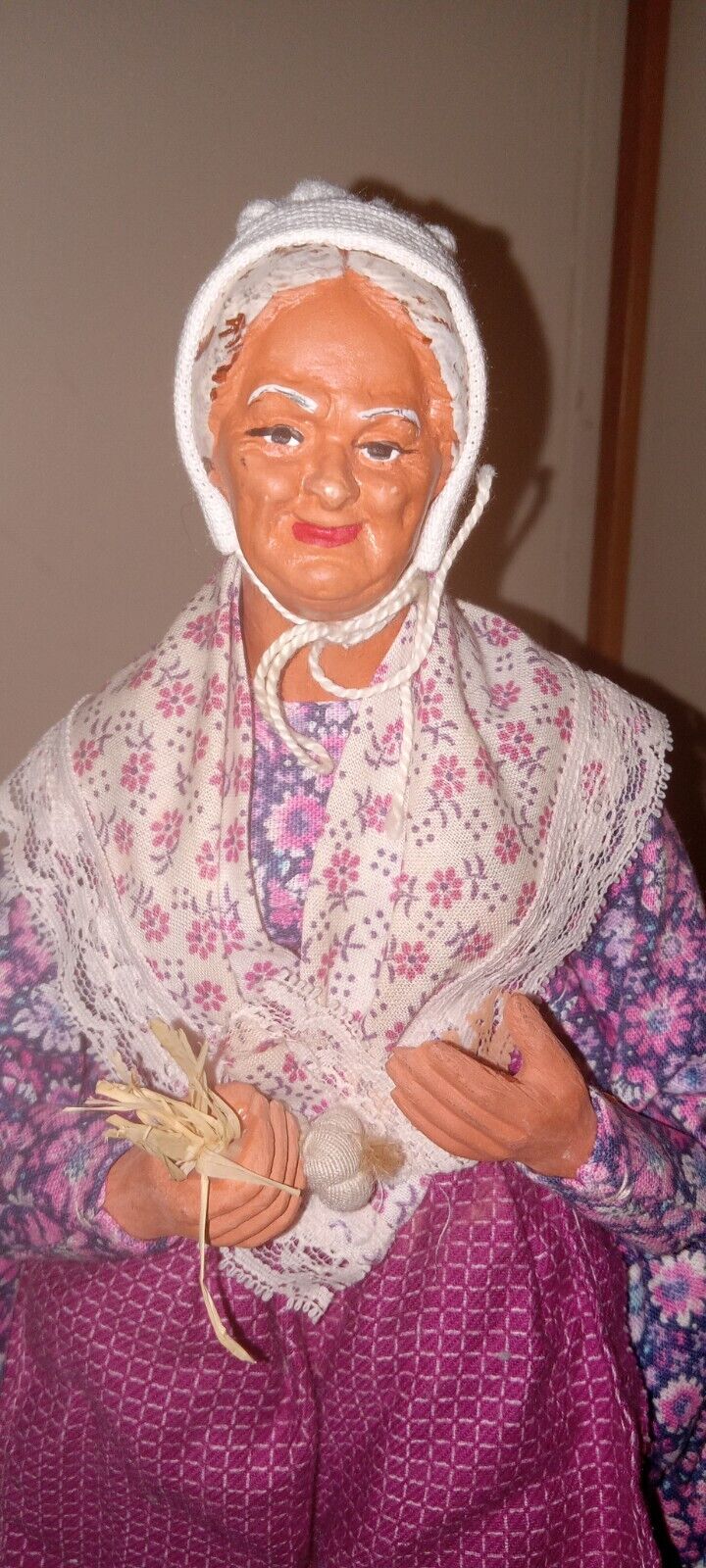Vintage French La Santonnerie Doll Terracotta Woman Figurine