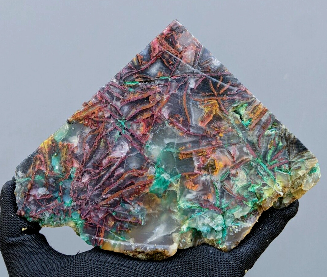 825g Rare Chrysocolla With Copper In Chalcedony Slab Collector Pieces 1MAY49
