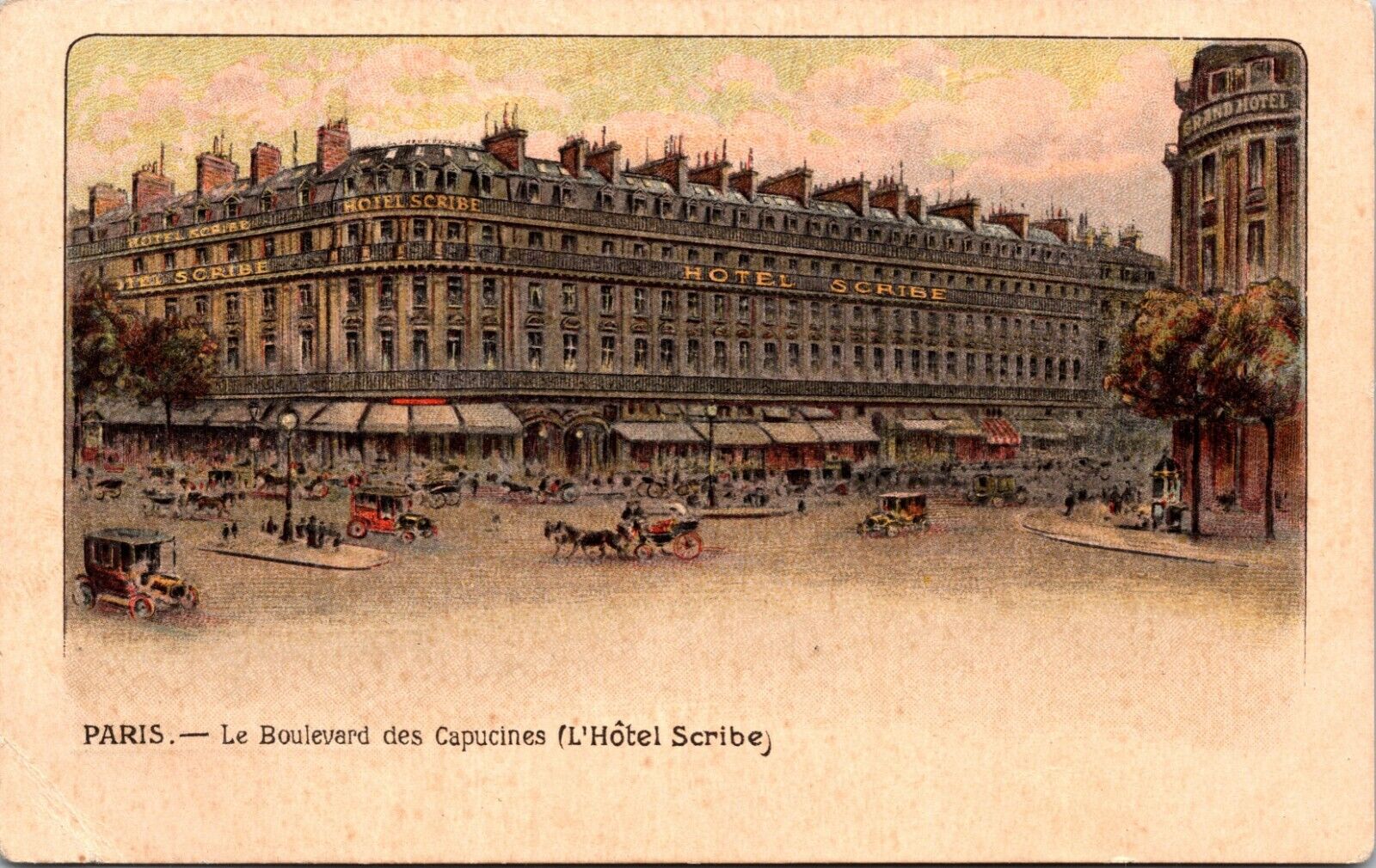 Le Boulevard des Capucines L'Hotel Scribe Paris France UNP DB Postcard L1