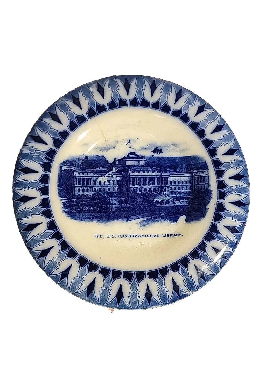Us Congressional Library Flow Blue  Commermative Plate 