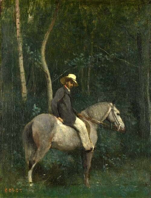 Art Oil painting Monsieur-Pivot-on-Horseback-Jean-Baptiste-Camille-Corot-o