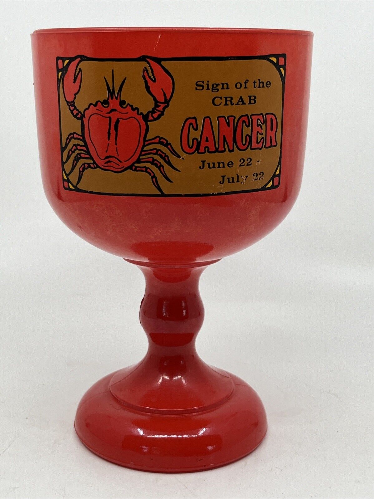 Vintage 1970’s Red Tiara Indiana Glass Goblet Cancer Crab Zodiac Astrology 8\