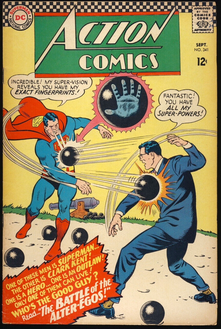 ACTION COMICS #341 1966 FN+ SUPERMAN Versus Super Clark Kent SUPERGIRL