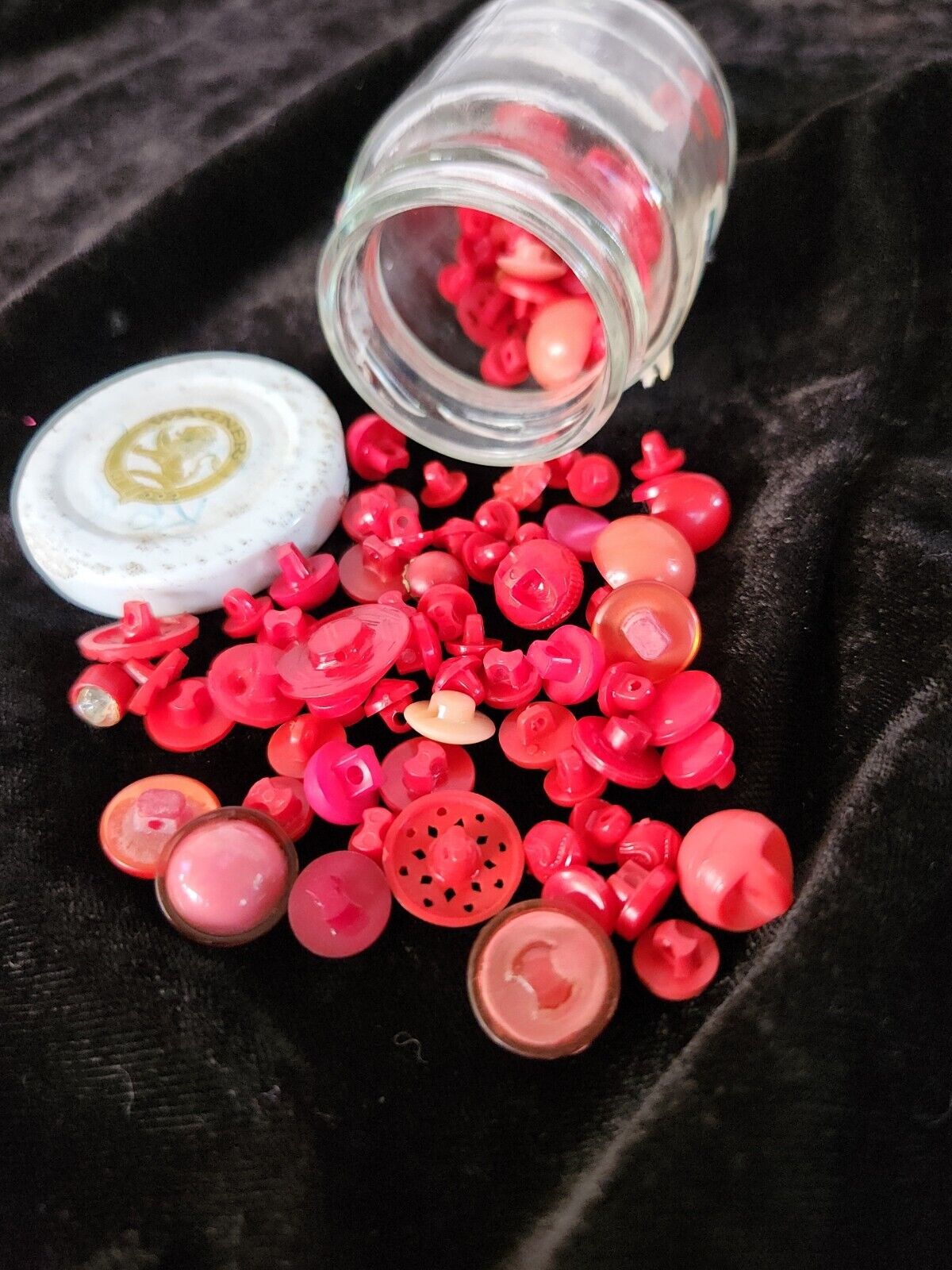 Tiny Vintage Plastic Red Buttons