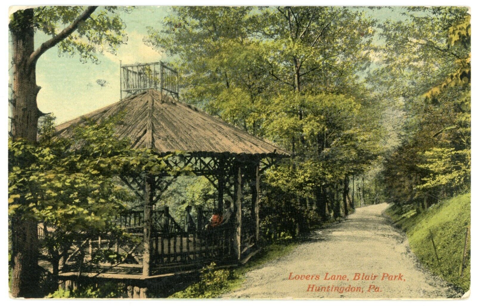 Postcard - Huntingdon, Pennsylvania, Lovers Lane, Blair Park - 1916