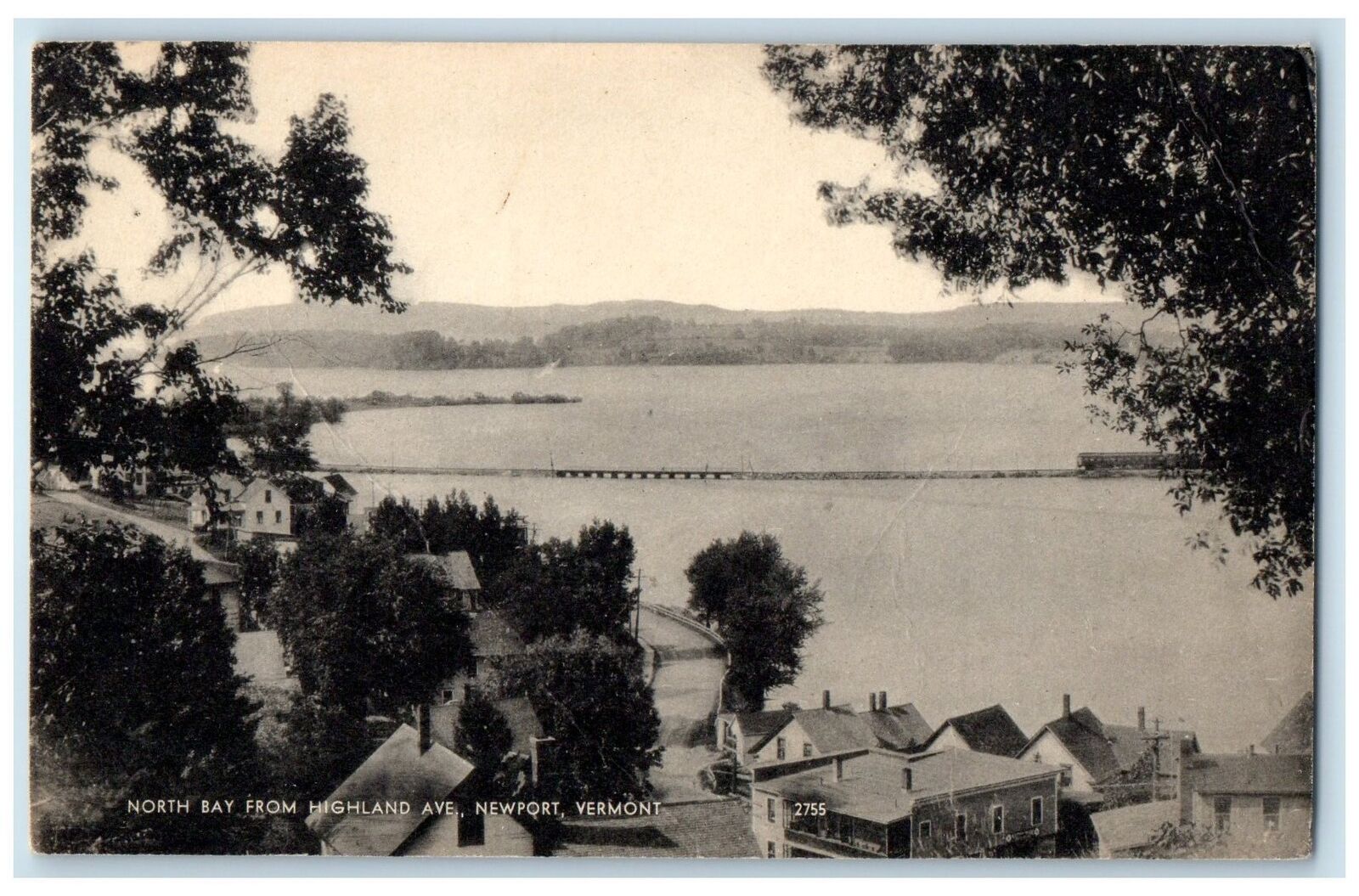 c1950\'s North Bay From Highland Avenue Houses Road Newport Vermont VT Postcard