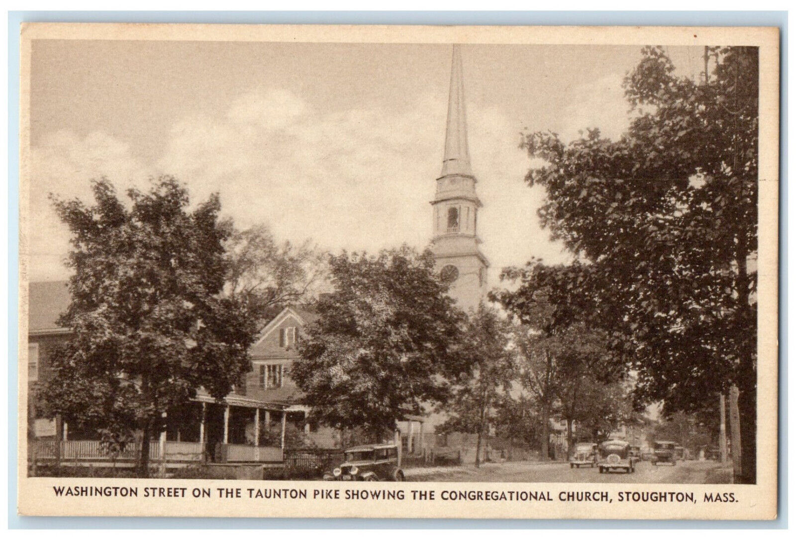 c1920s Washington Street On The Taunton Pike Stoughton Massachusetts MA Postcard
