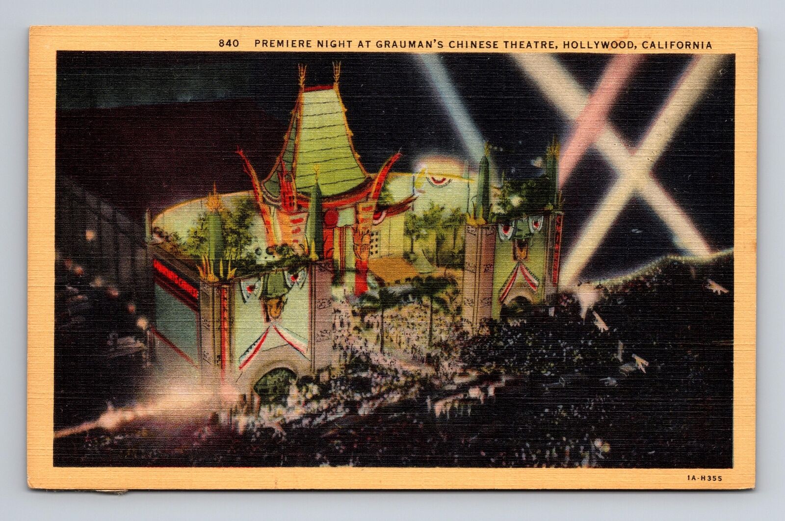 c1931 Postcard Hollywood CA California Grauman's Chinese Theatre Premier Night