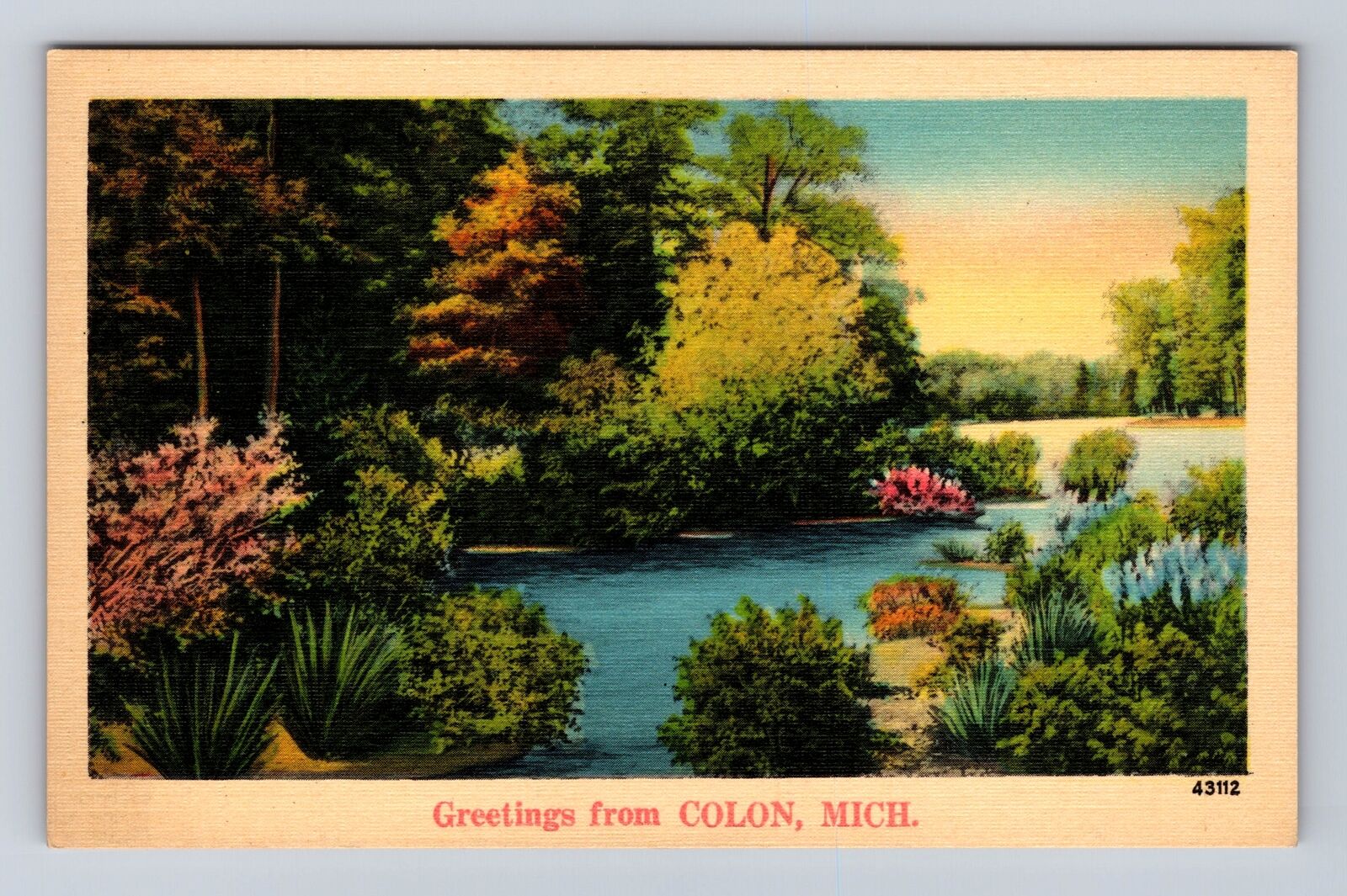 Colon MI-Michigan, General Greetings Lake Area, Antique, Vintage Postcard