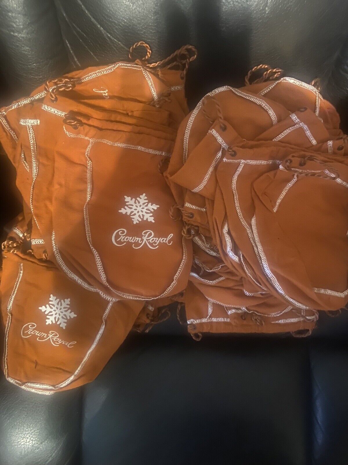 Lot Of 10 Crown Royal Snowflake 9” burnt orange, Salted Caramel Bags Excellent