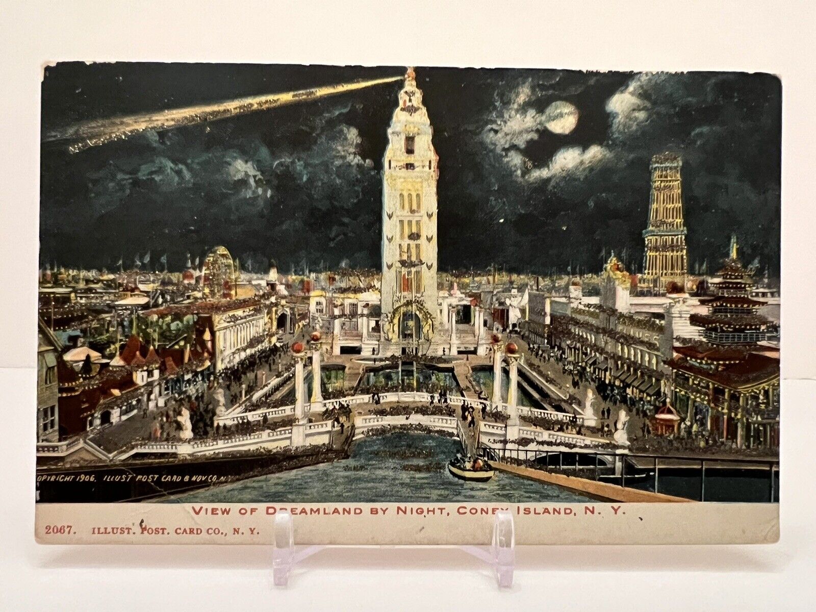 Vintage Pre-1908 VIEW OF DREAMLAND BY NIGHT CONEY ISLAND NY ILLUSTRATED POSTCARD