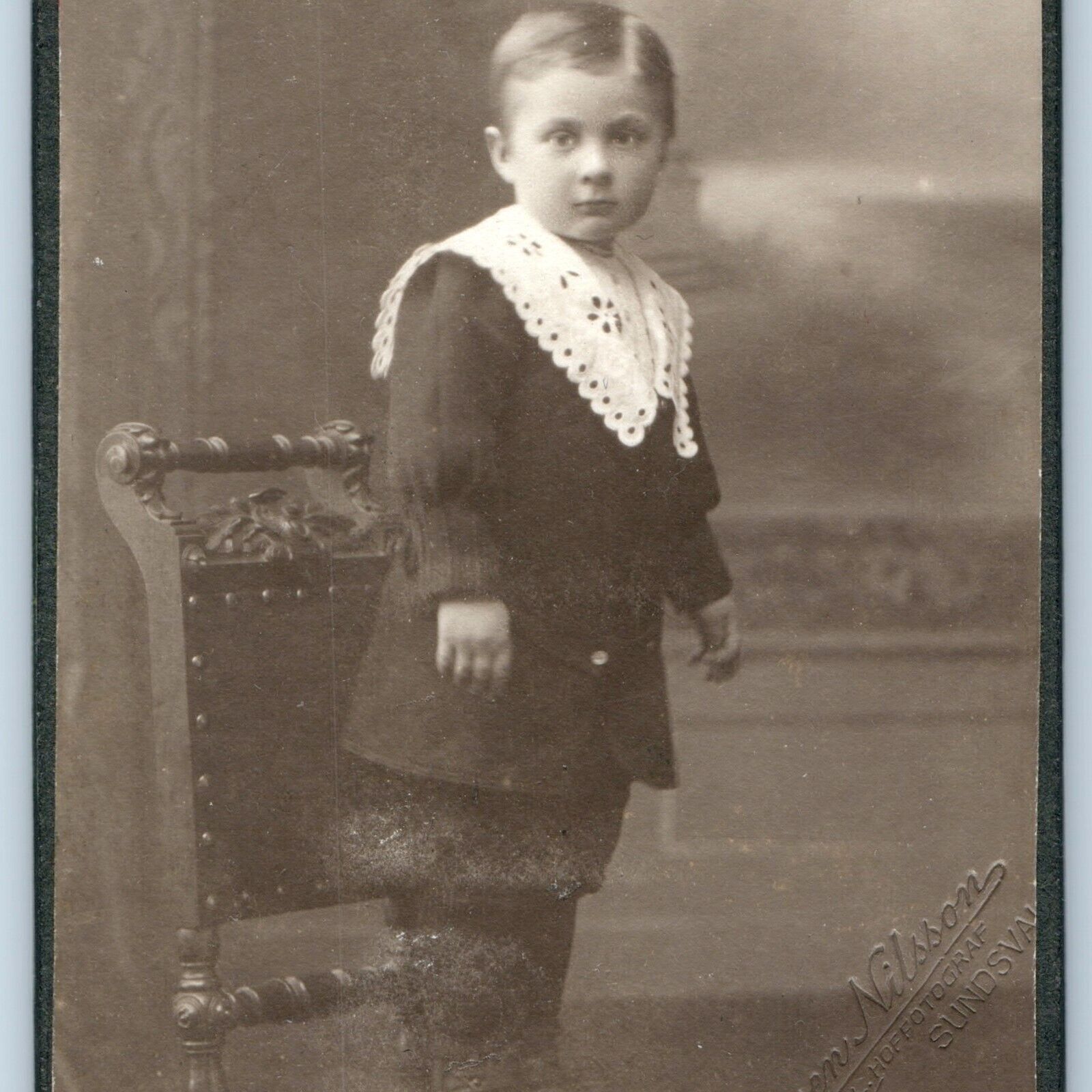 c1900s Sundsvall, Sweden Handsome Young Man Mature Boy CdV Photo Rembrandt H28