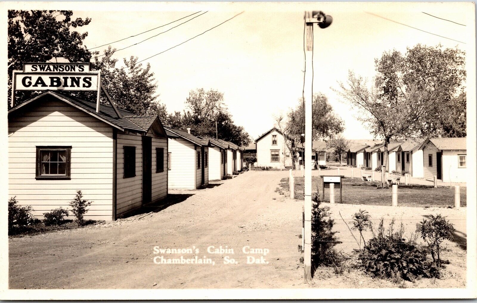RPPC Chamberlain South Dakota Swanson\'s Cabin Camp Vtg SD Postcard View c 1930s