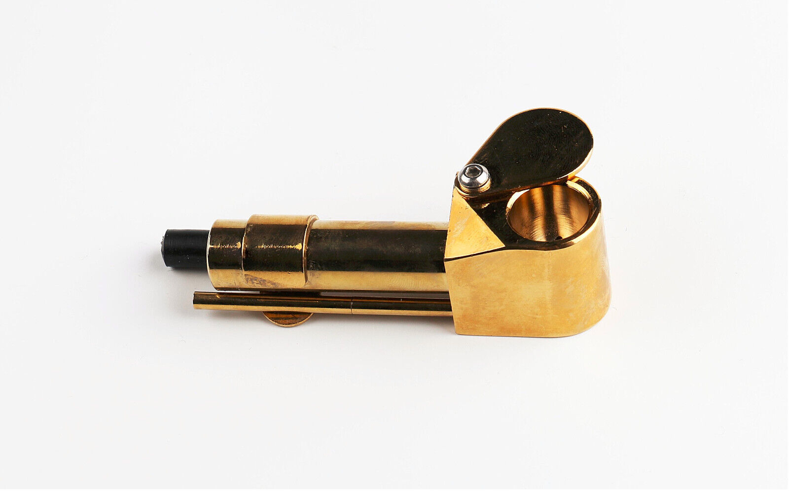 New 1× Brass Tobacco Smoking Proto Pipe style w Stash Storage Cylinder Chamber