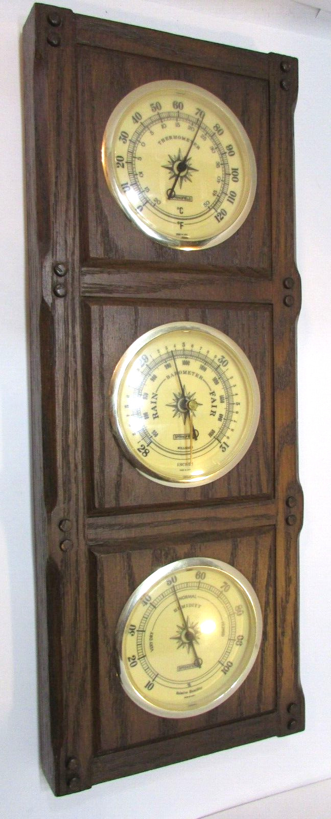 Vintage 1980's Working Springfield Plastic Wall Barometer Thermometer Hygrometer