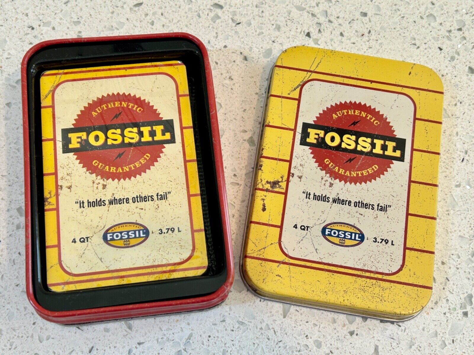 FOSSIL Brand Sealed Deck of Playing Cards in Tin -  It Holds Where Others Fail