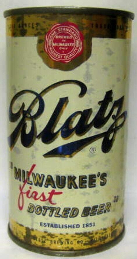 BLATZ MILWAUKEE'S first BOTTLED BEER ss Flat Top CAN, Milwaukee, WISCONSIN 1953