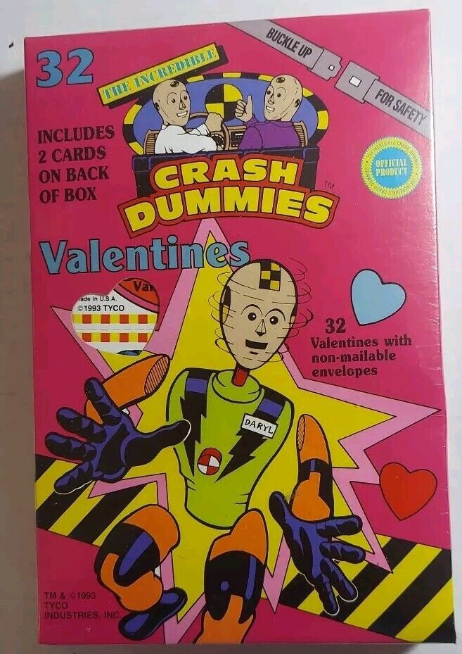1993 Crash Test Dummies Vintage Valentines Cards Factory Sealed Box 