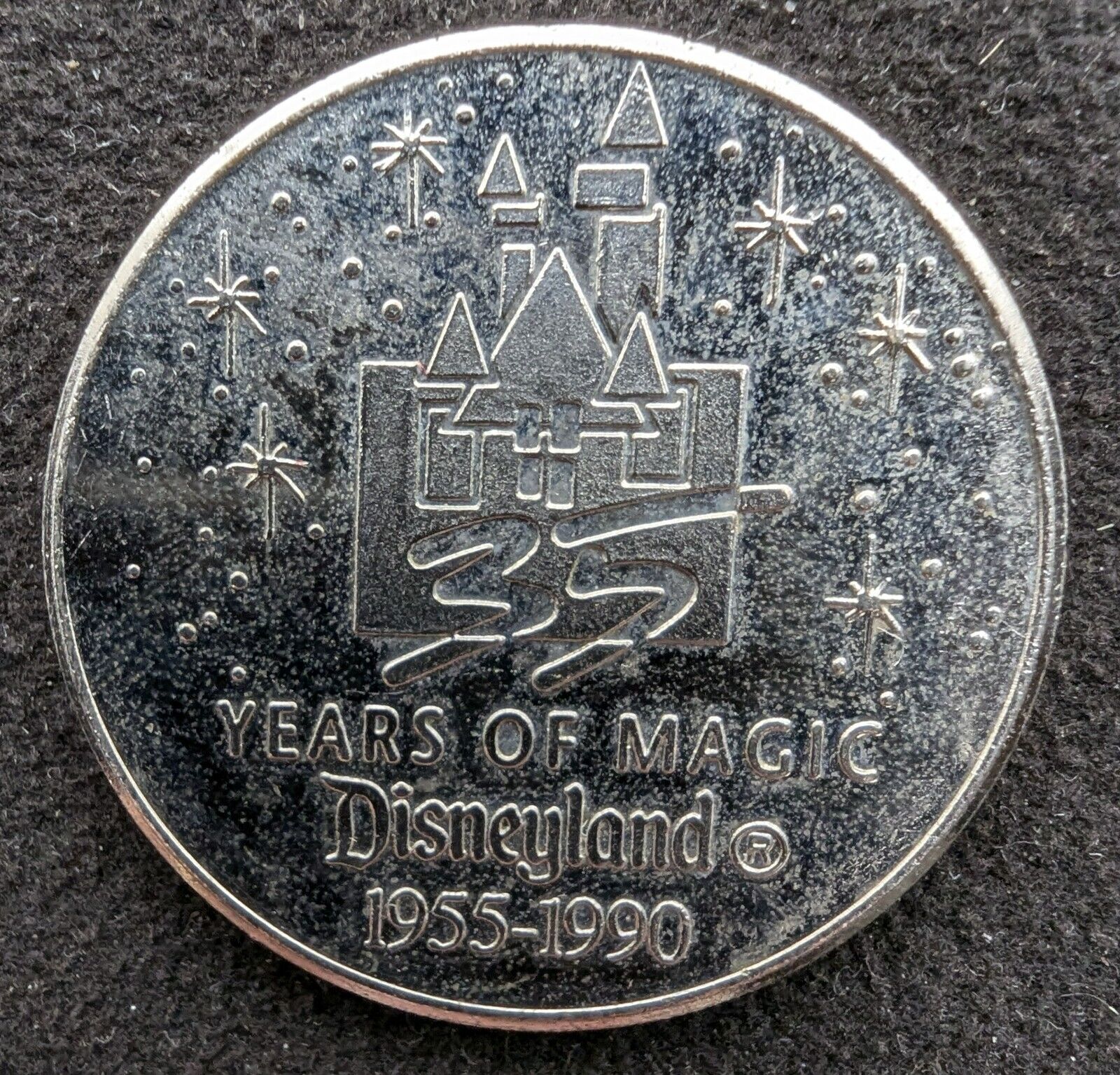 Disneyland Commemorative Coin 35 Years of Magic Silver Plated 1990