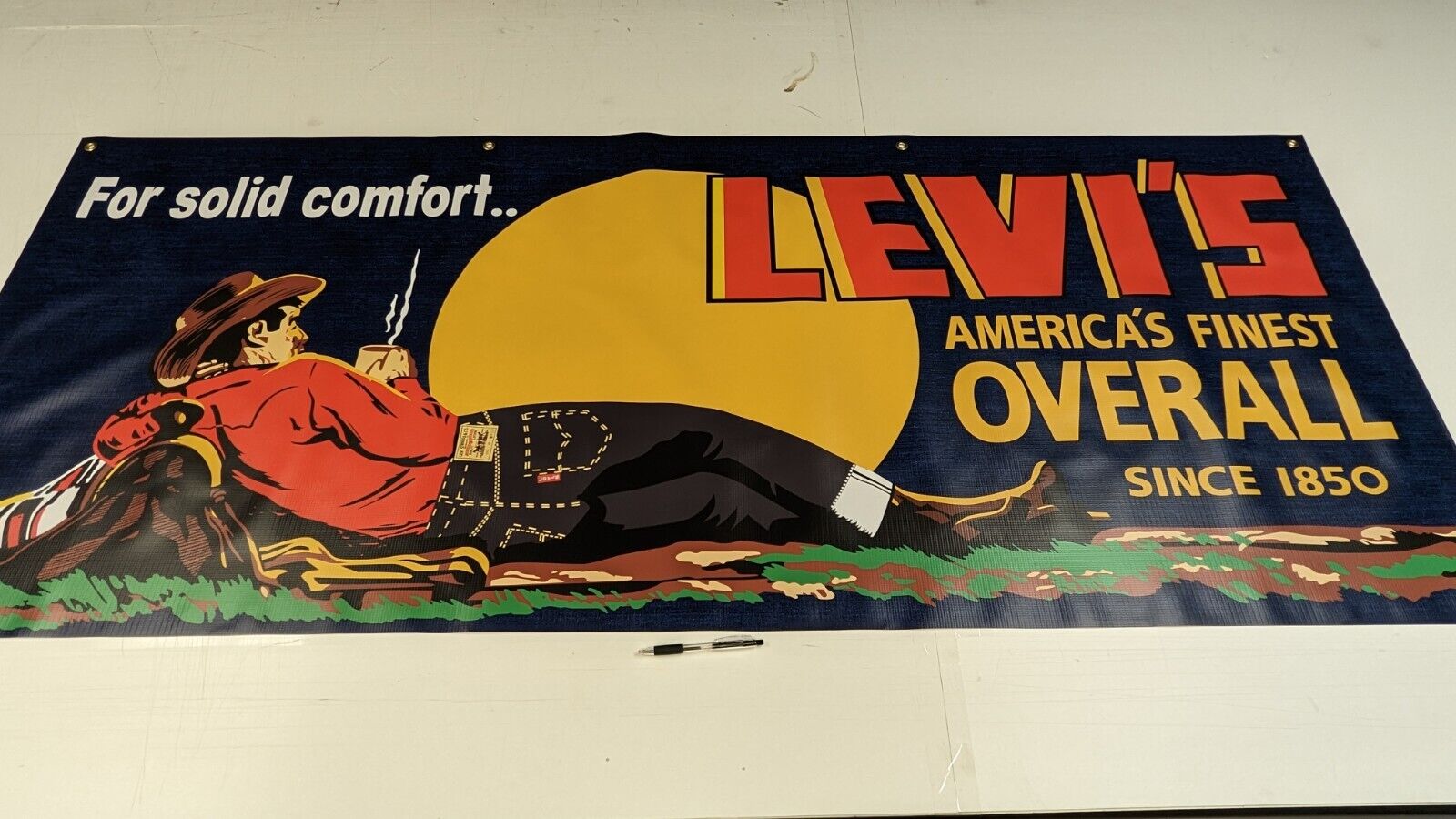 LEVI'S 30's Vintage Style Store Cowboy Promo Banner Display Sign