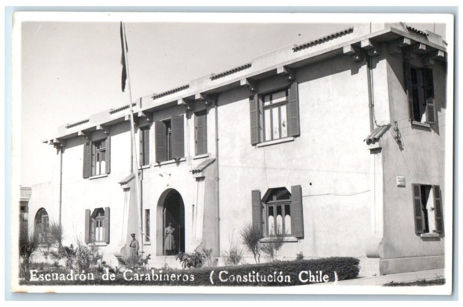c1950\'s Entrance to Carabineros Squad (Constitution Chile) RPPC Photo Postcard