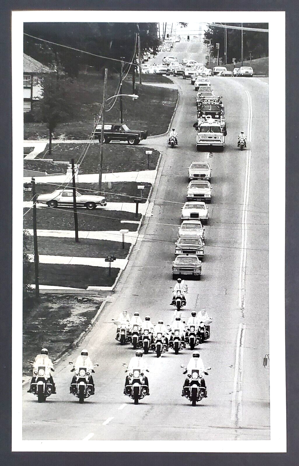 1970s Charlotte North Carolina NC Police Funeral Procession Vtg Press Photo