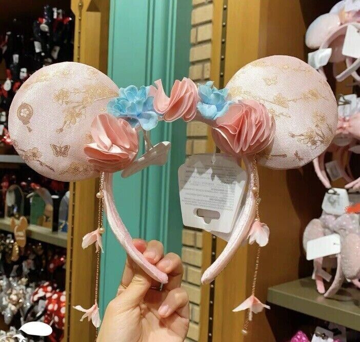 Disney 2023 authentic Flower Minnie Mouse Ear Headband Shanghai disneyland