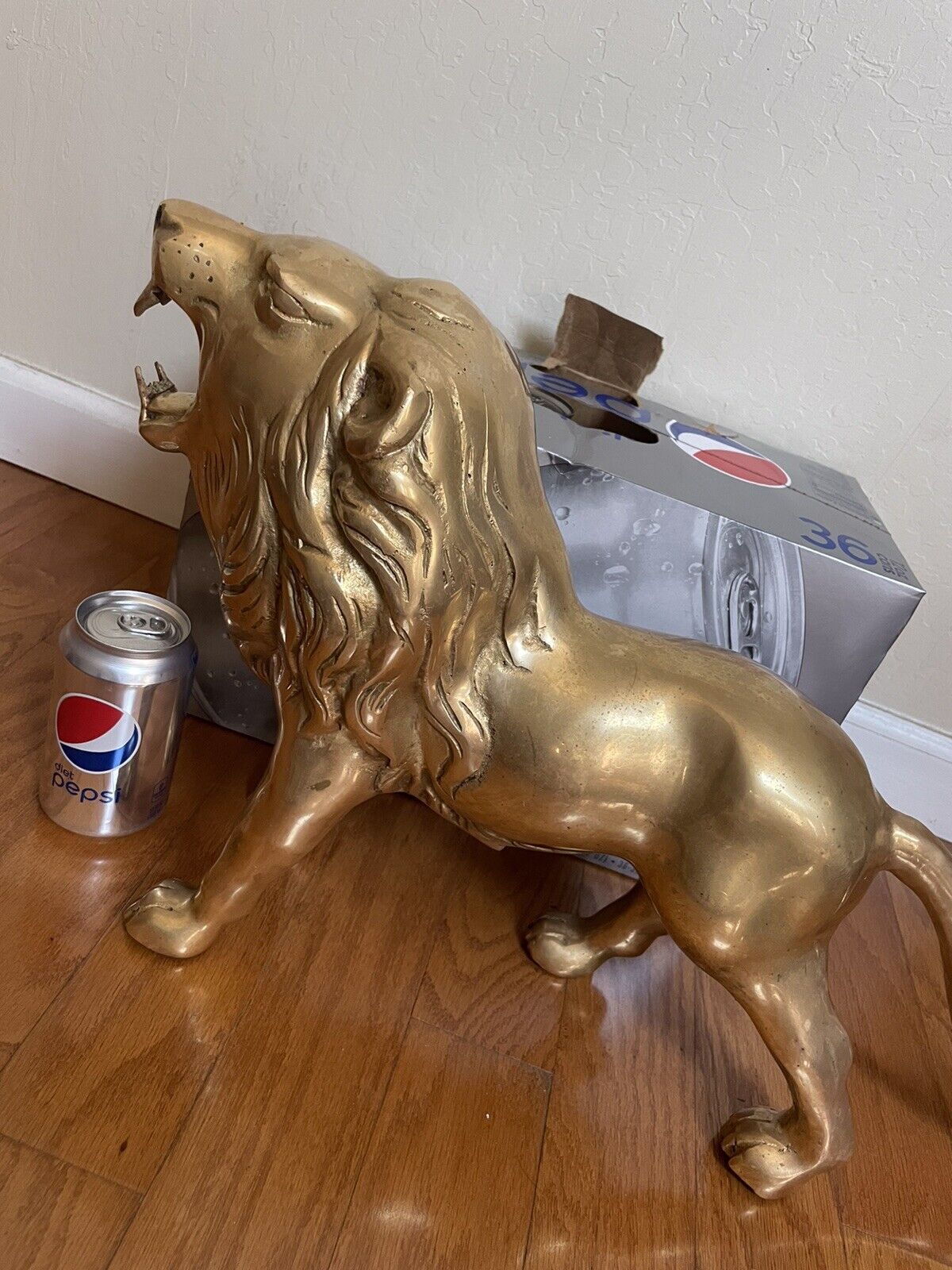 vintage X large solid brass lion statue Hand Made Sculpture Art Collection 26_)