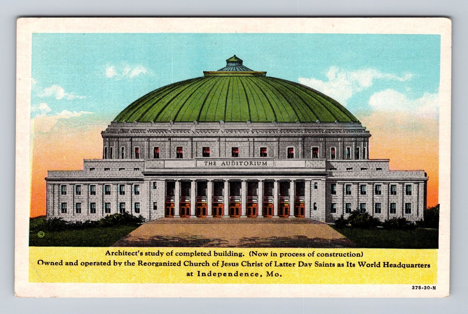 Independence MO-Missouri, The Auditorium, Antique, Vintage Souvenir Postcard