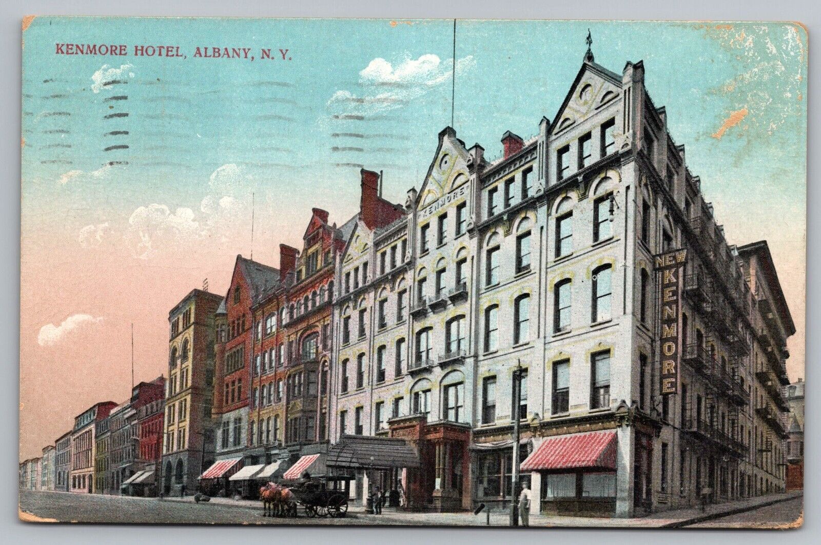 Postcard Kenmore Hotel Albany NY New York Horse Carriage c1910