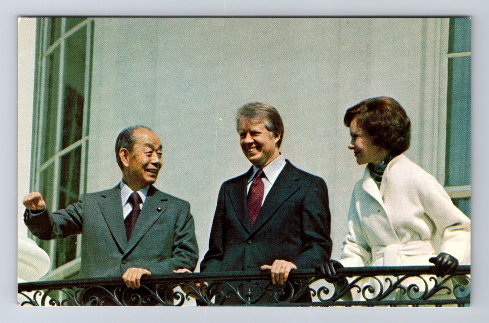 Jimmy And Rosalynn Carter Chatting With Premier Fukuda Of Japan Vintage Postcard