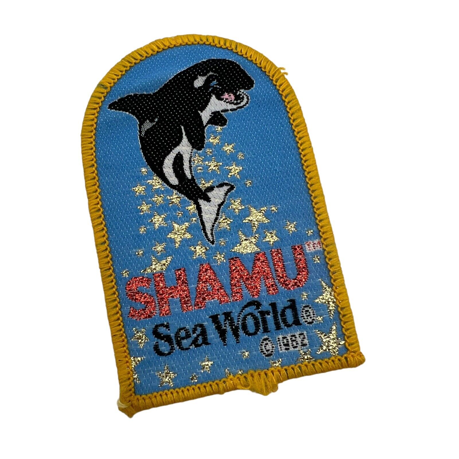 Vintage 1982 Sea World SHAMU Orca Killer Whale Marine Park Souvenir Patch Badge