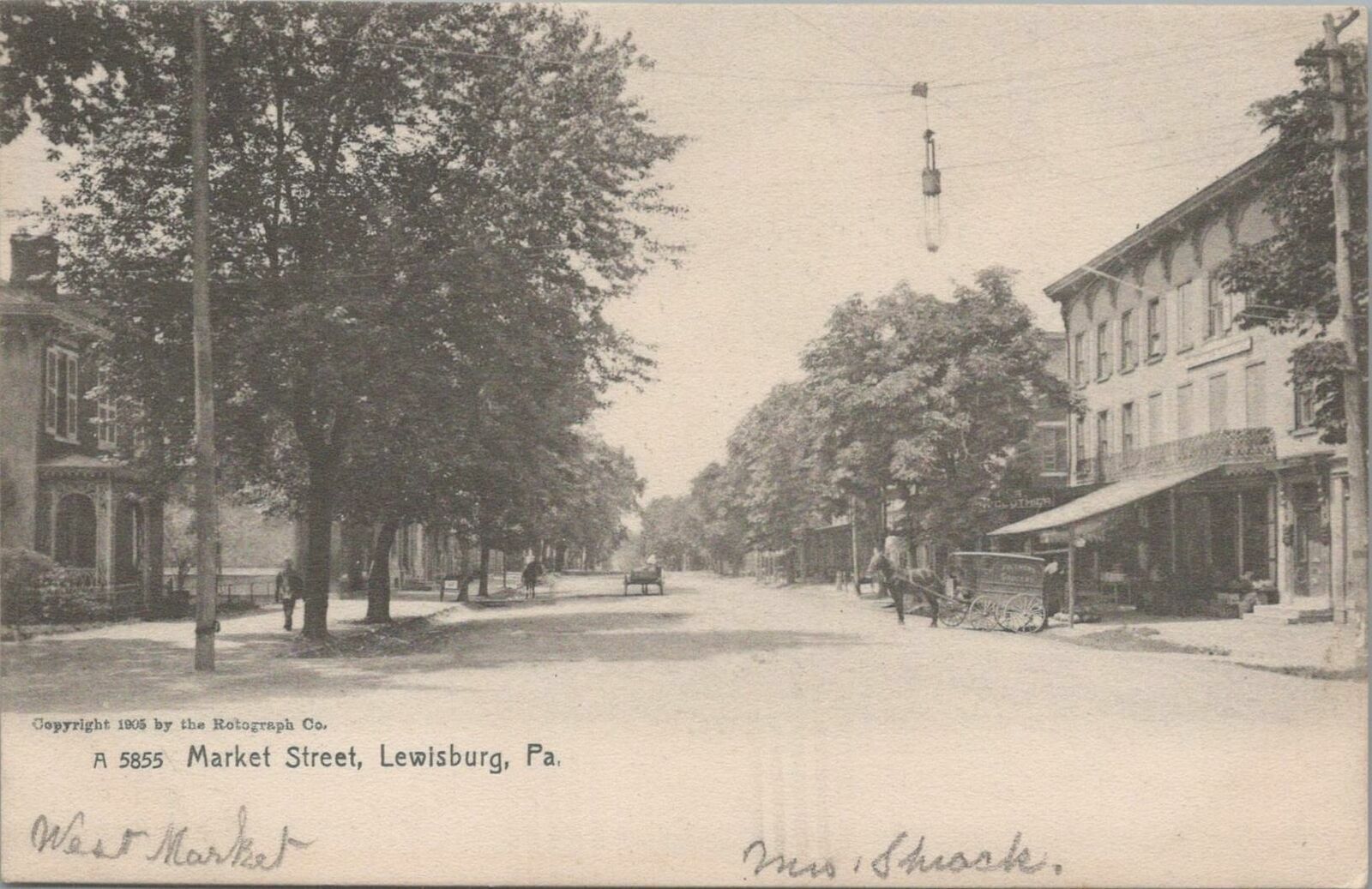 Postcard Market Street Lewisburg PA 1907