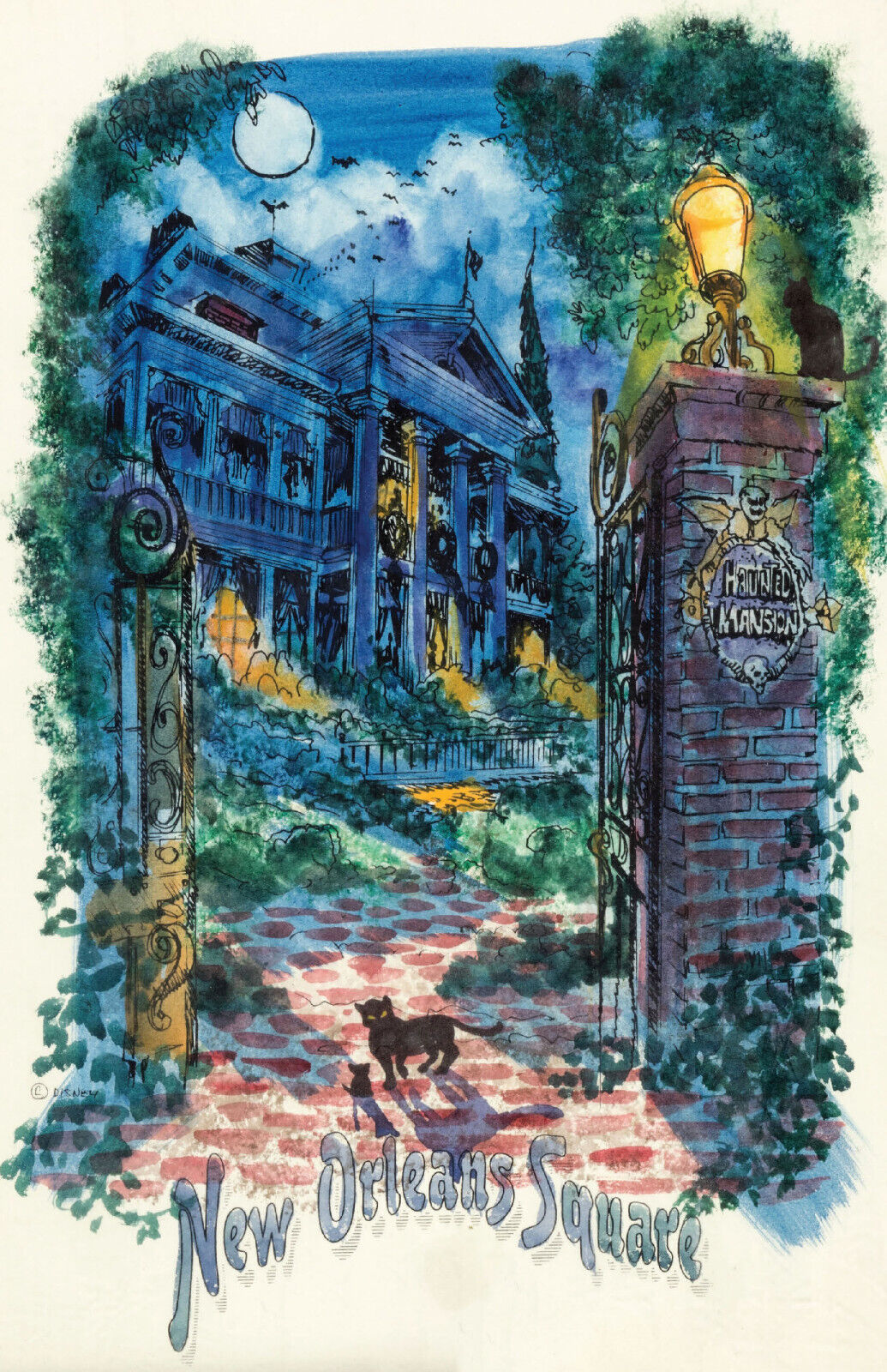 Haunted Mansion Disneyland New Orleans Square Watercolor Disney Print