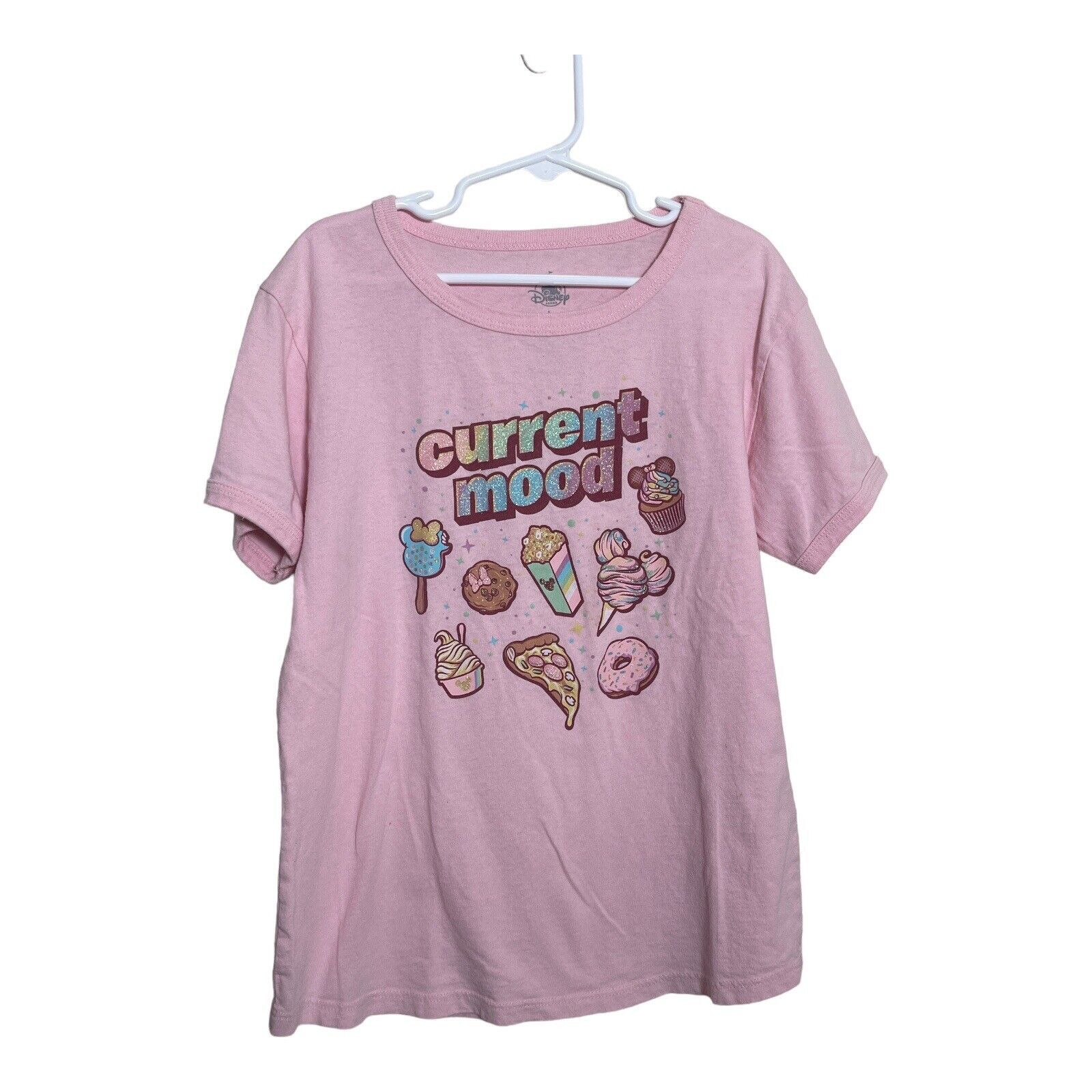 Disney Parks Current Mood Food Girls T-Shirt Large Pink Sparkles