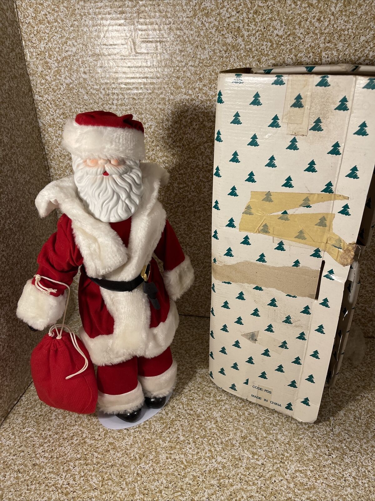 Vintage ceramic Santa Claus with toy sack 15 inch