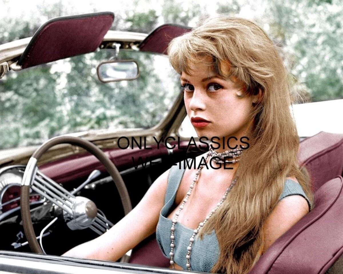 1956 SEXY BRIGITTE BARDOT CONVERTIBLE CAR 8X10 PHOTO CANNES FILM FESTIVAL PINUP