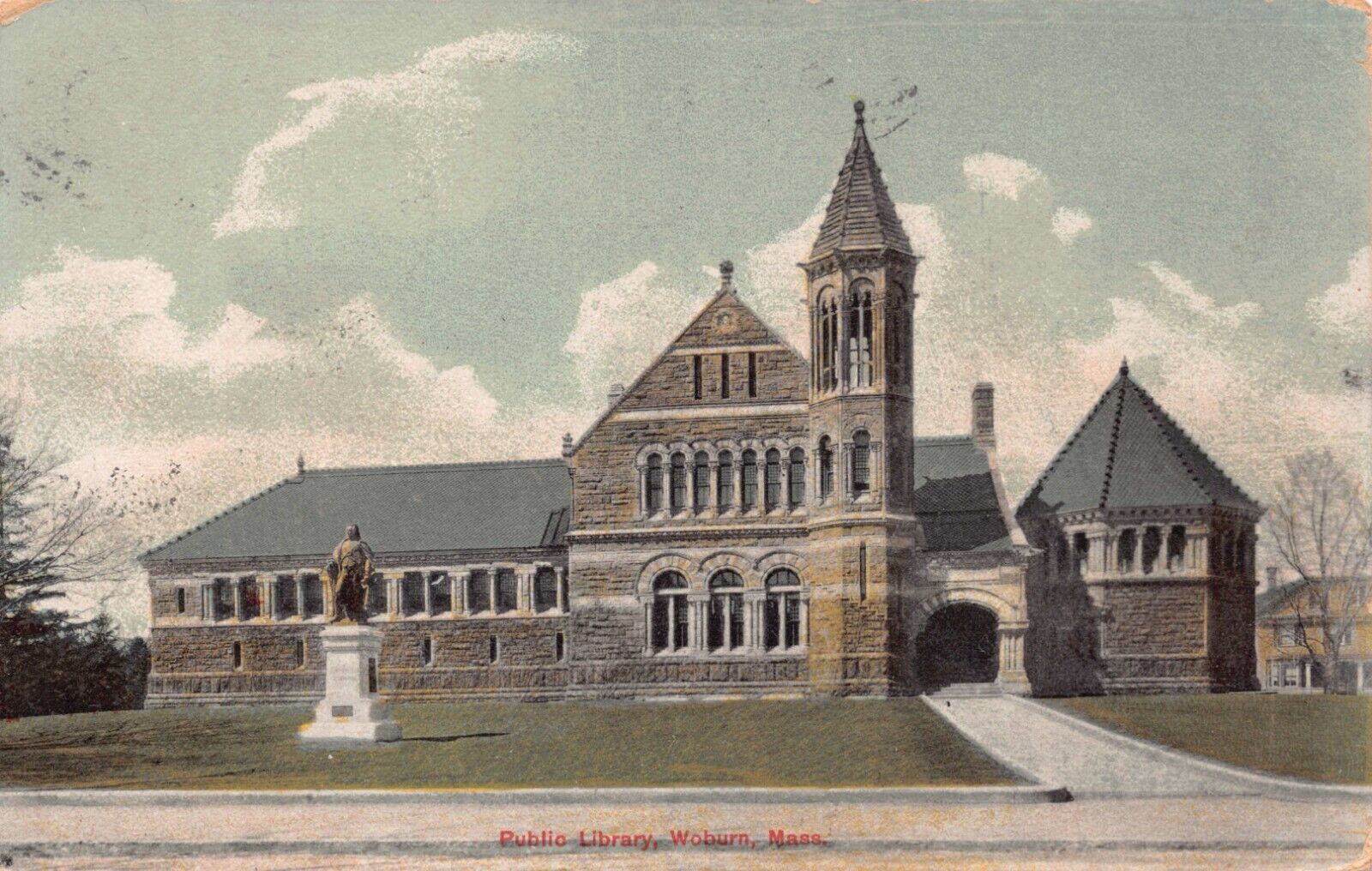 Woburn Massachusetts Public Library Built 1881 Vtg Postcard CP369