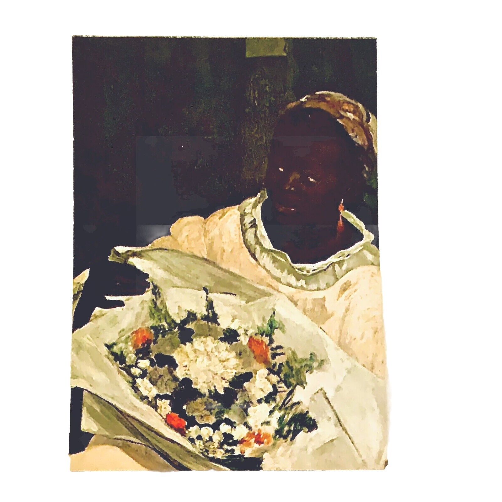 Beautiful African Fabric Floral Artist Original Unposted Postcard 1800s Antique